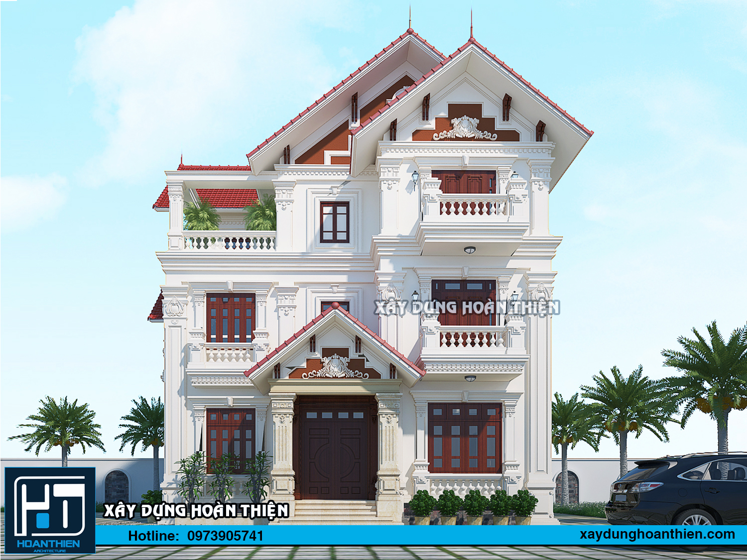 Thiết kế biệt thự tân cổ điển 3 tầng Thiết kế biệt thự tân cổ điển 3 tầng