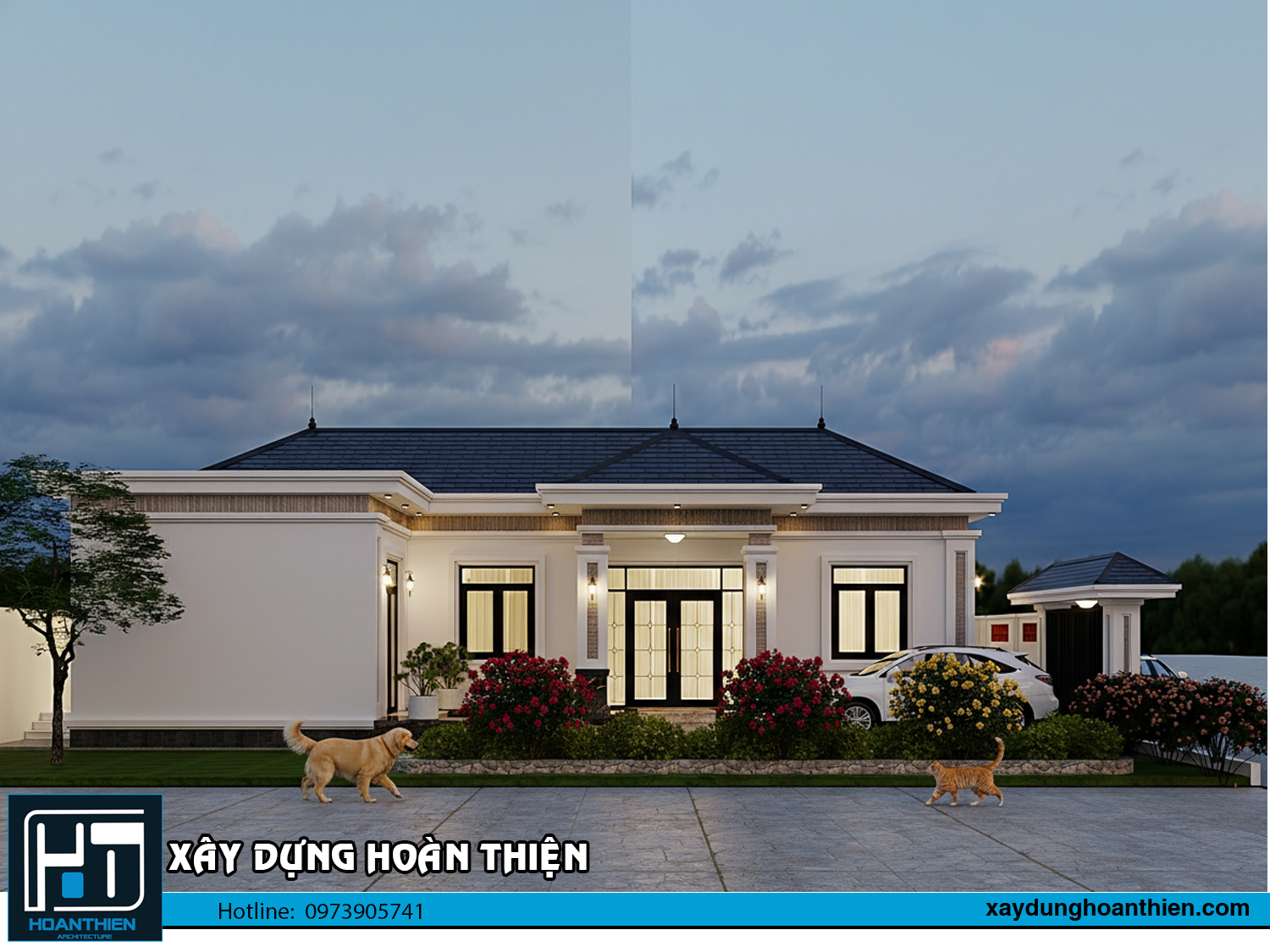 Mẫu biệt thự 1 tầng mái nhật  tại Hải Phòng