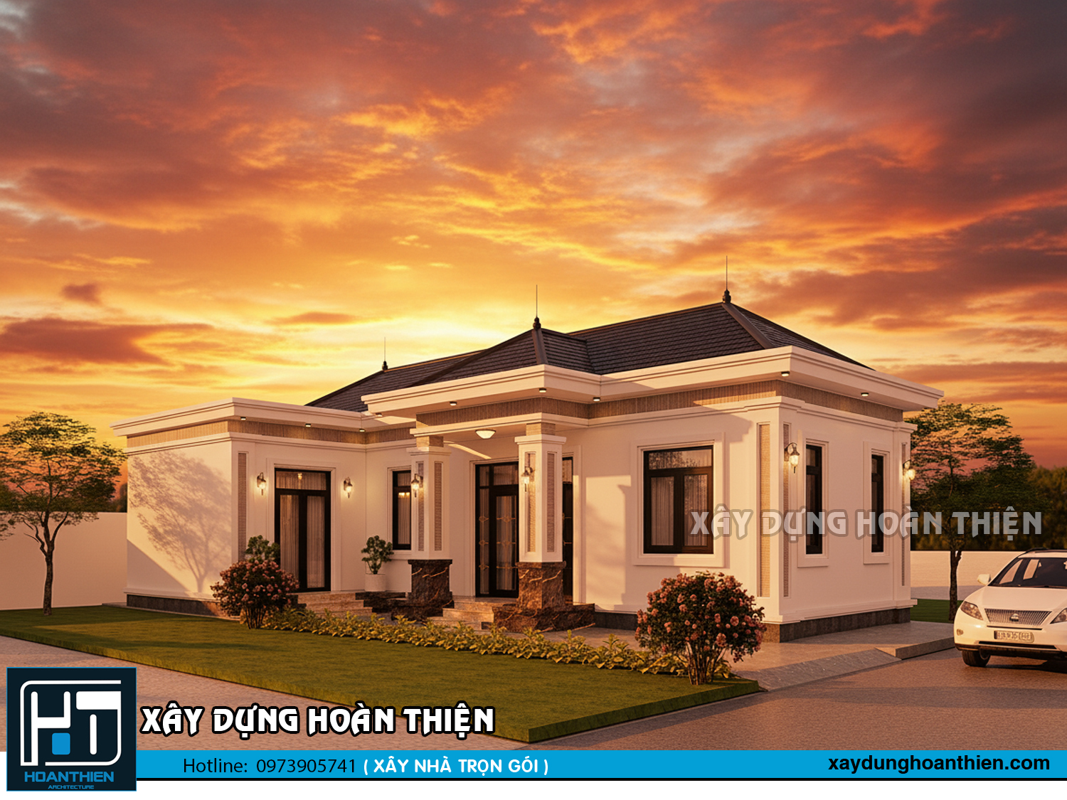 Mẫu biệt thự 1 tầng mái nhật  tại Hải Phòng