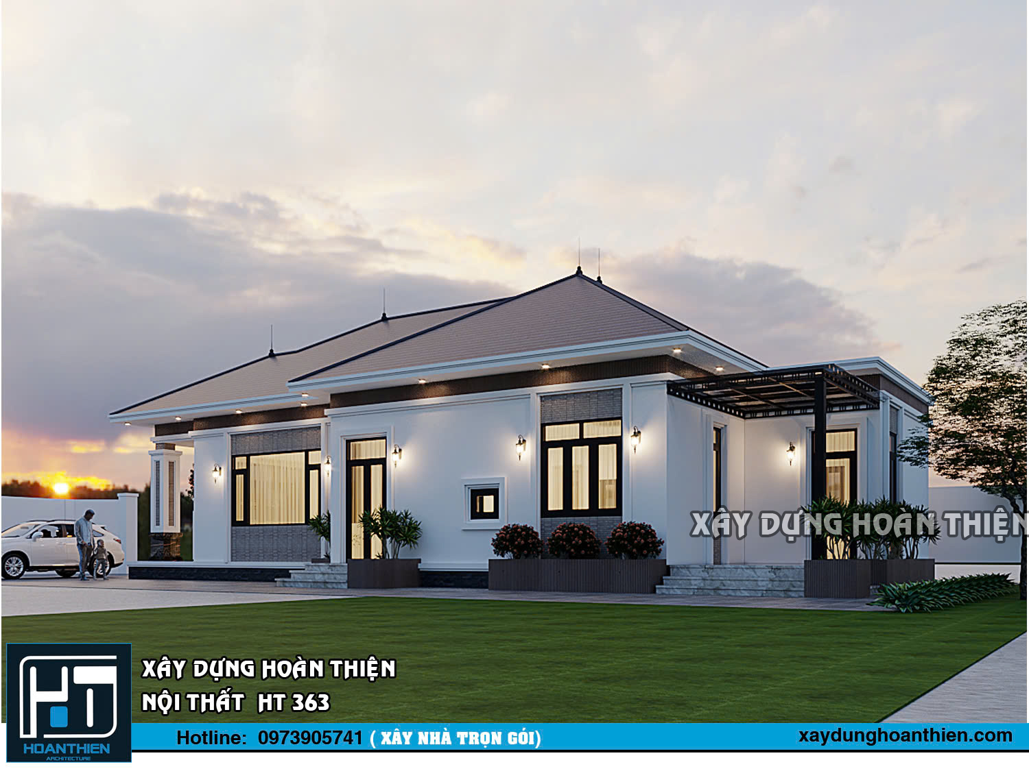 mẫu biệt thự mái nhật 1 tầng hiện đại tại Hải Phòng