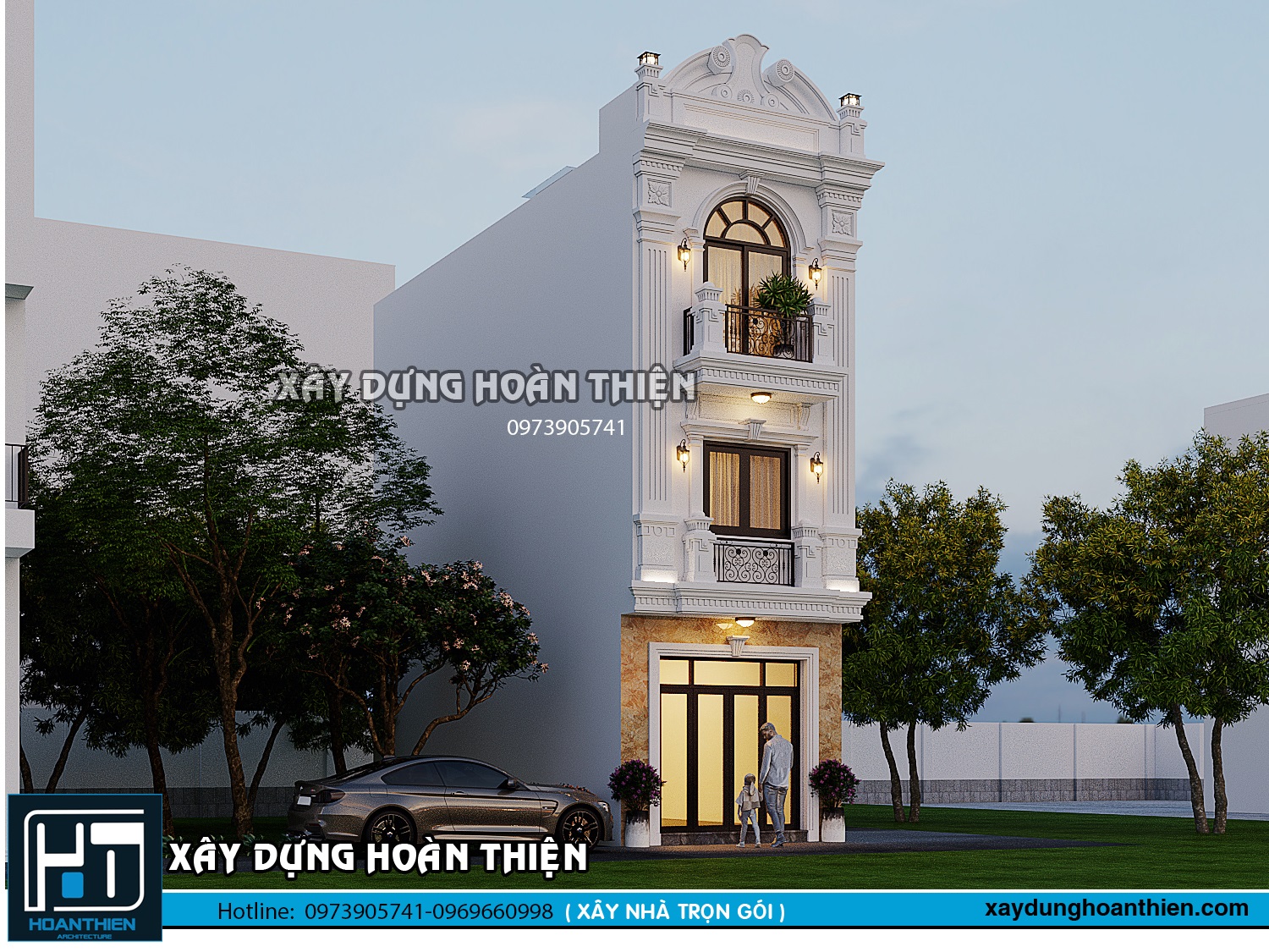 MẪU NHÀ ỐNG TÂN CỔ ĐIỂN 3 TẦNG 2 MẶT TIỀN THANH THOÁT & SANG TRỌNG