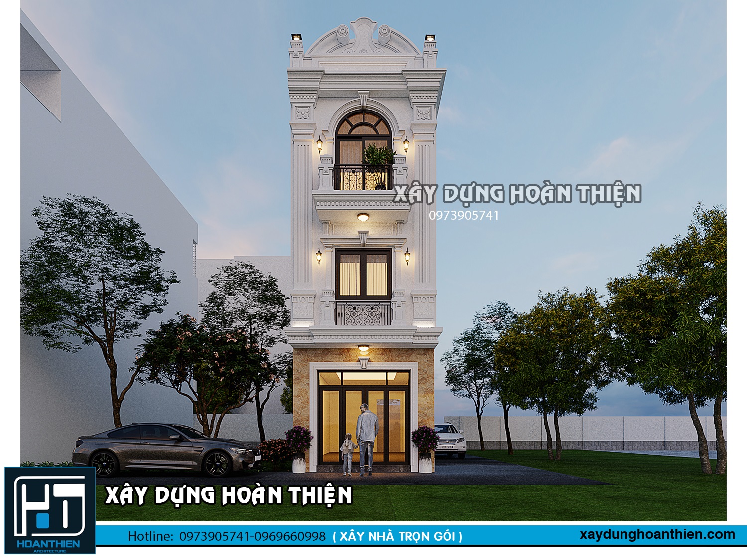 MẪU NHÀ ỐNG TÂN CỔ ĐIỂN 3 TẦNG 2 MẶT TIỀN THANH THOÁT & SANG TRỌNG