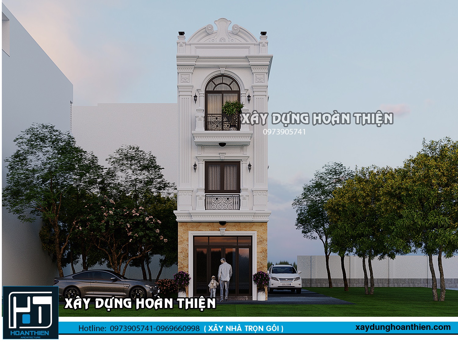 MẪU NHÀ ỐNG TÂN CỔ ĐIỂN 3 TẦNG 2 MẶT TIỀN THANH THOÁT & SANG TRỌNG