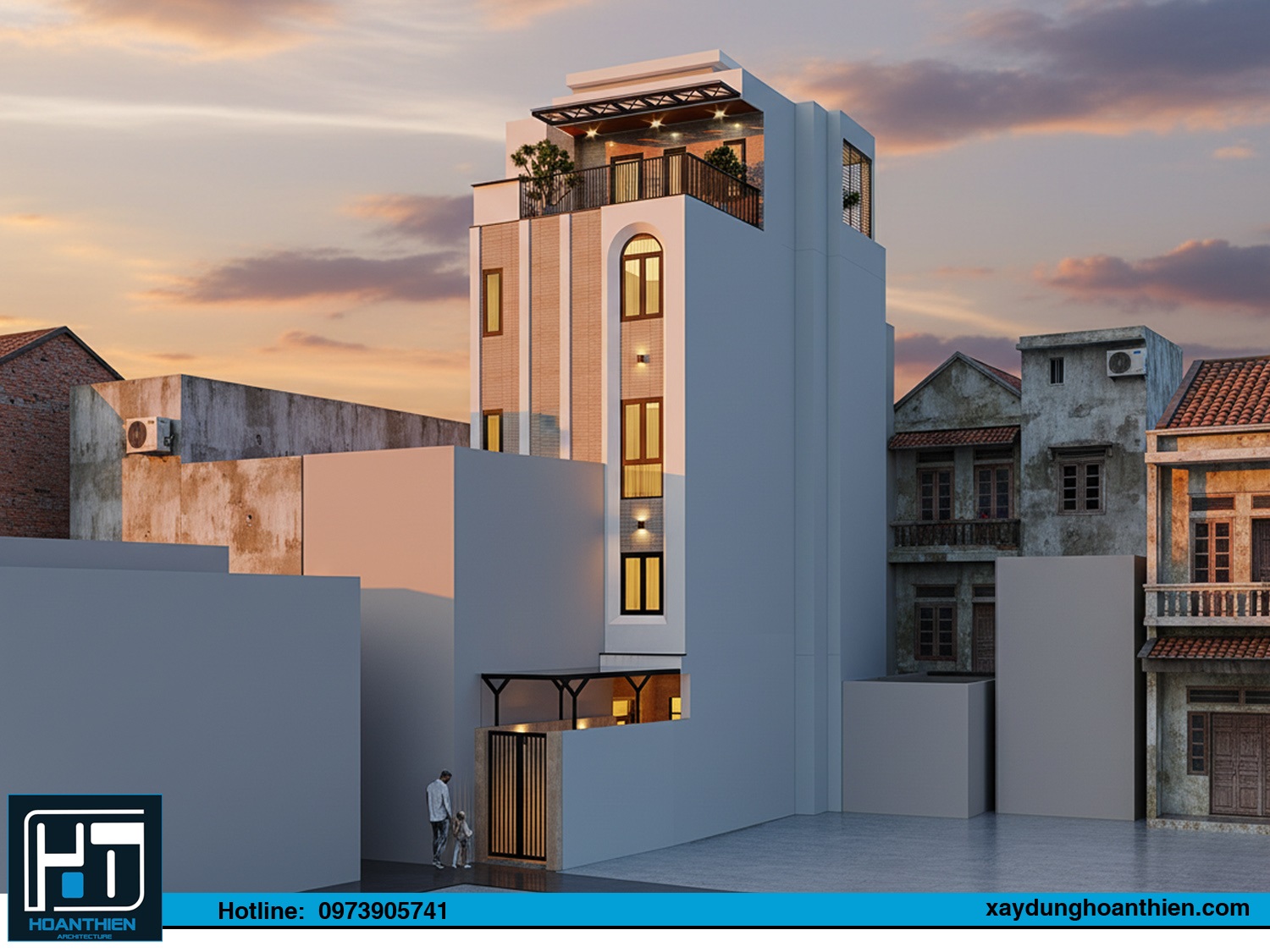 Mẫu nhà ống 5 tầng trên đất méo