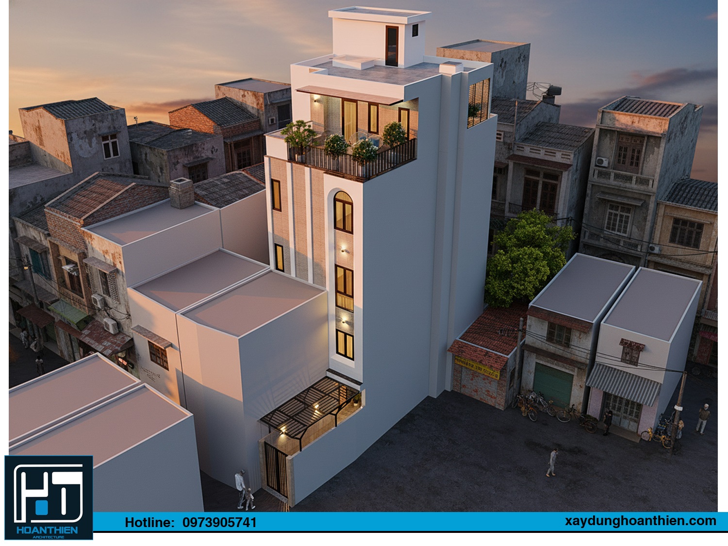 Mẫu nhà ống 5 tầng trên đất méo