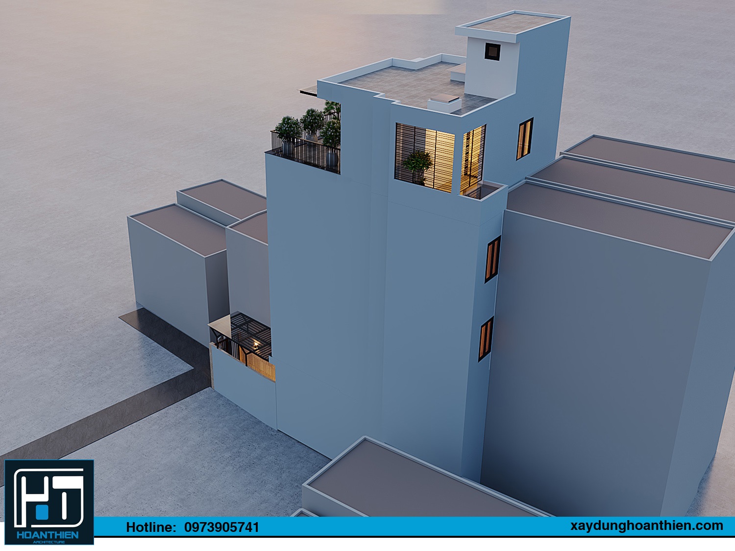 Mẫu nhà ống 5 tầng trên đất méo