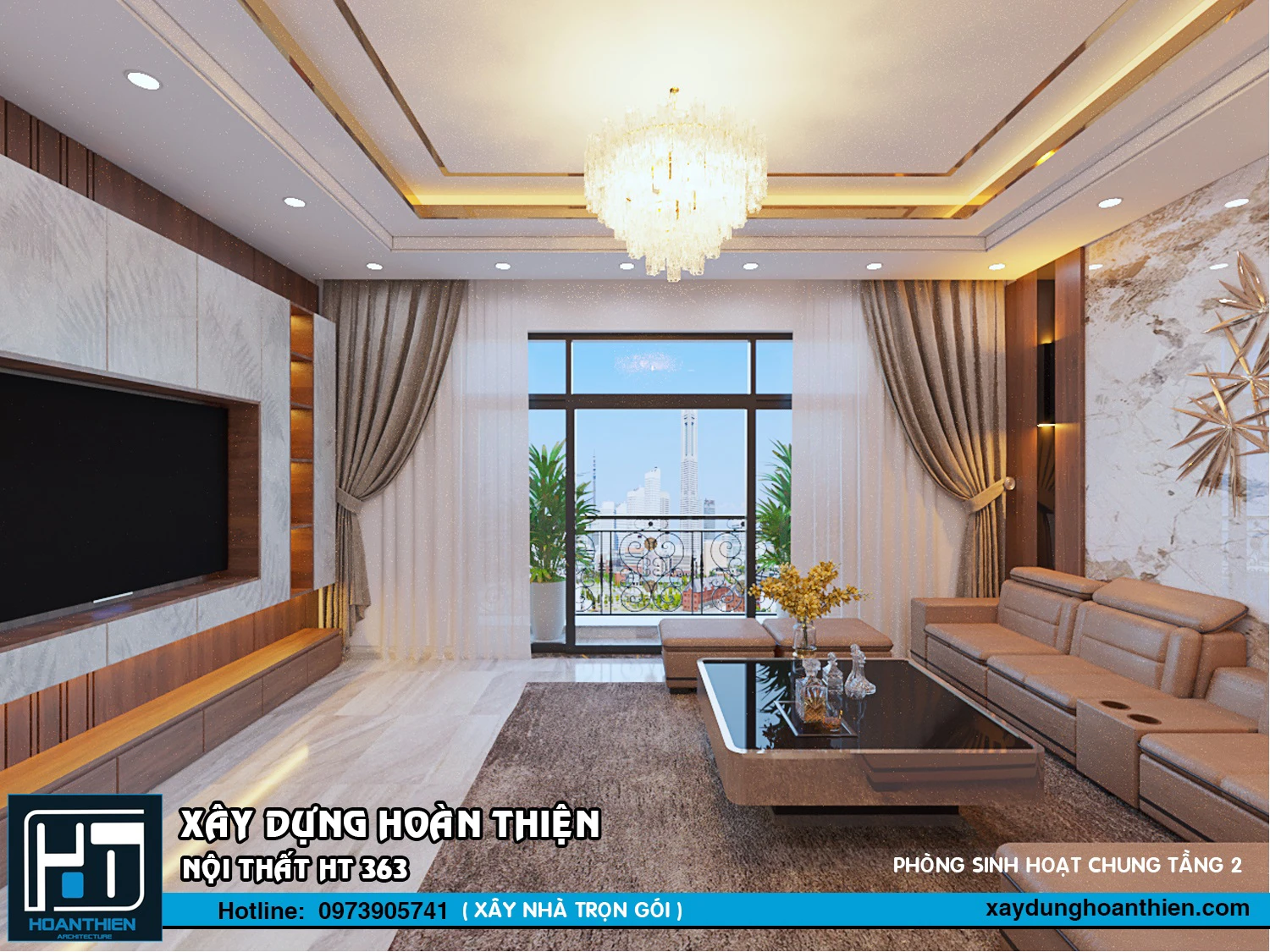 mẫu thiết kế phòng khách đẹp ấn tượng năm 2024