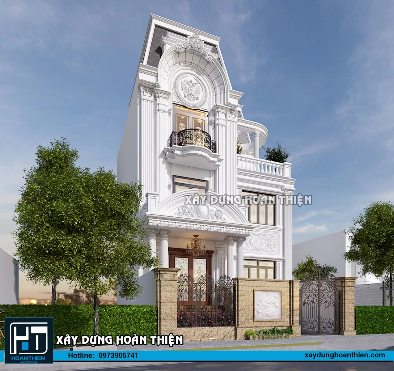 Thiết kế biệt thự tân cổ điển 4 tầng diện tích 10x20m Thiết kế biệt thự tân cổ điển 4 tầng diện tích 10x20m