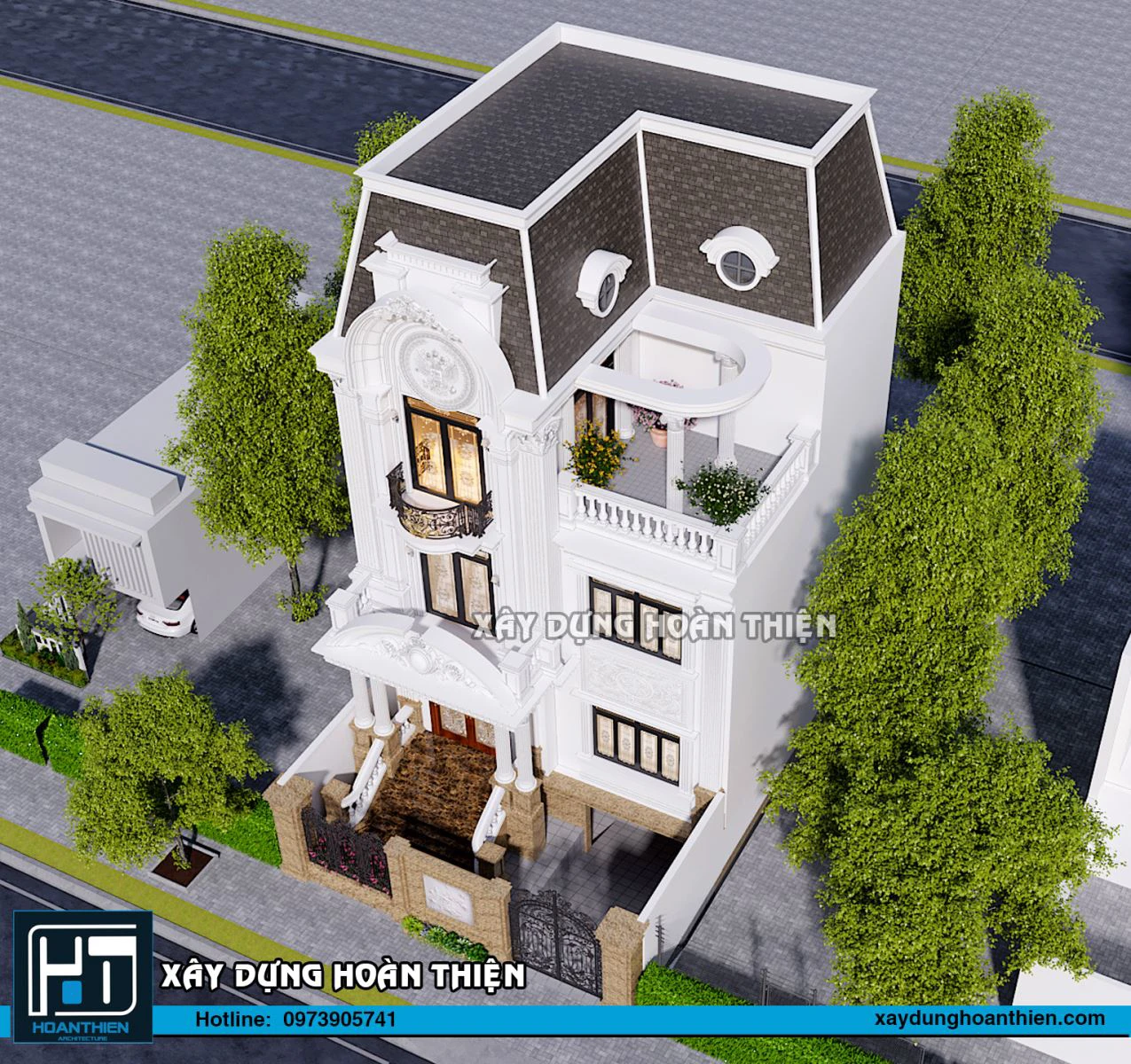 Thiết kế biệt thự tân cổ điển 4 tầng diện tích 10x20m Thiết kế biệt thự tân cổ điển 4 tầng diện tích 10x20m