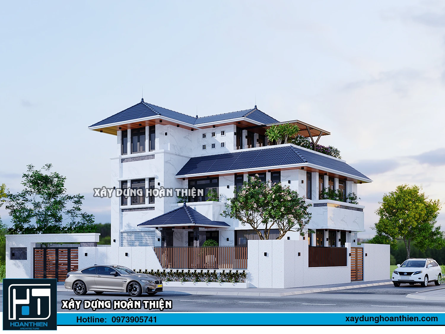 Thiết kế biệt thự hiện đại 3 tầng diện tích 20x20m tại Hưng Yên Thiết kế biệt thự hiện đại 3 tầng diện tích 20x20m tại Hưng Yên