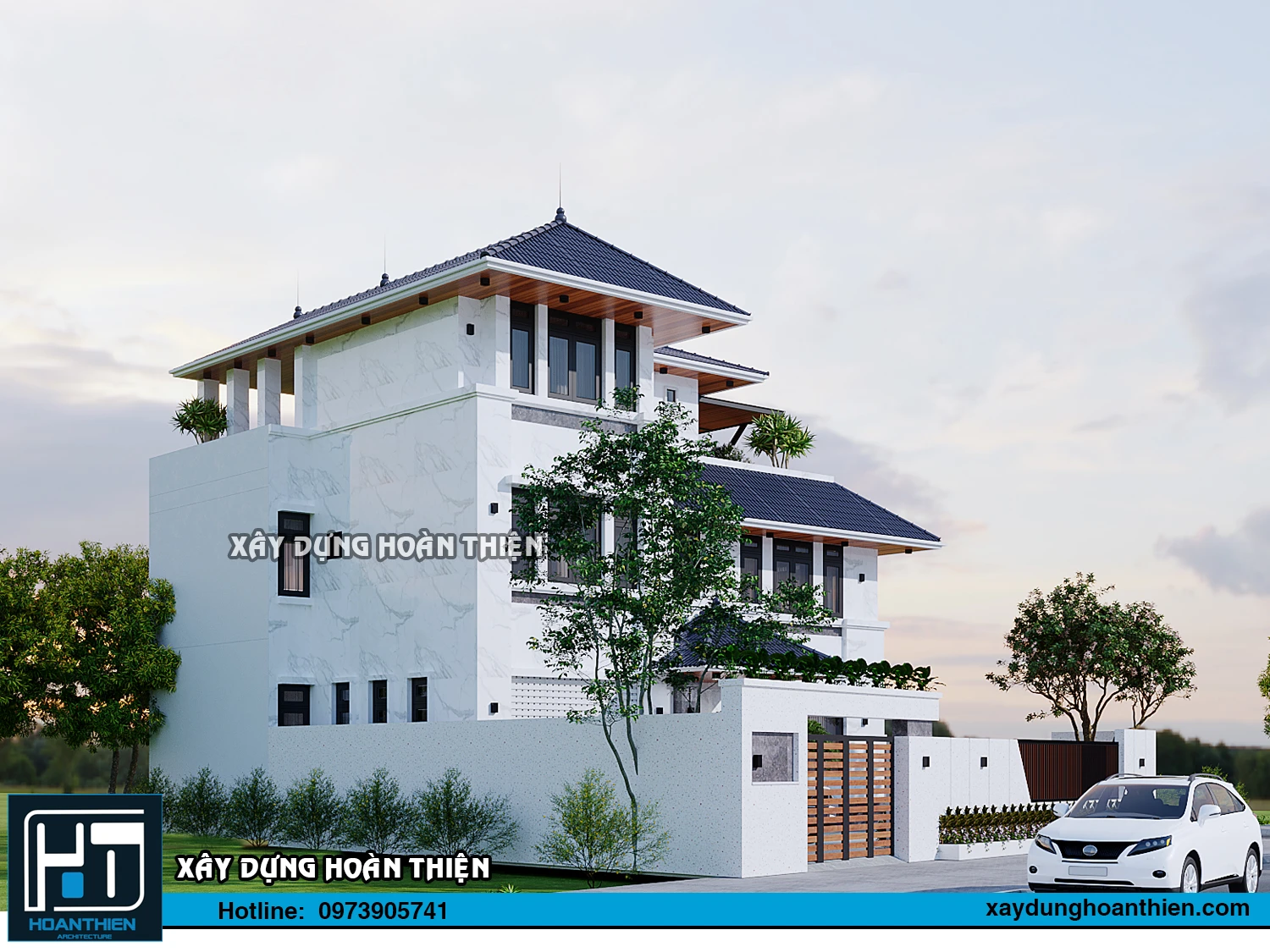 Thiết kế biệt thự hiện đại 3 tầng diện tích 20x20m tại Hưng Yên Thiết kế biệt thự hiện đại 3 tầng diện tích 20x20m tại Hưng Yên