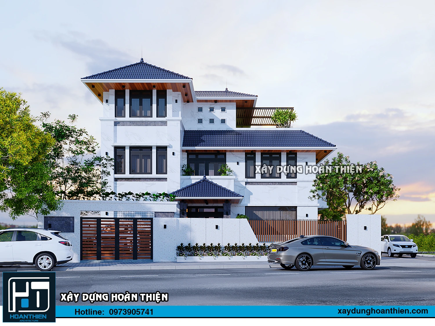 Thiết kế biệt thự hiện đại 3 tầng diện tích 20x20m tại Hưng Yên Thiết kế biệt thự hiện đại 3 tầng diện tích 20x20m tại Hưng Yên