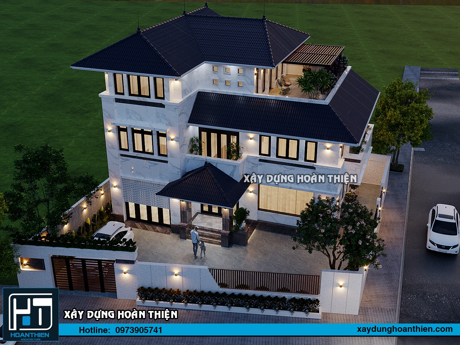 Thiết kế biệt thự hiện đại 3 tầng diện tích 20x20m tại Hưng Yên Thiết kế biệt thự hiện đại 3 tầng diện tích 20x20m tại Hưng Yên