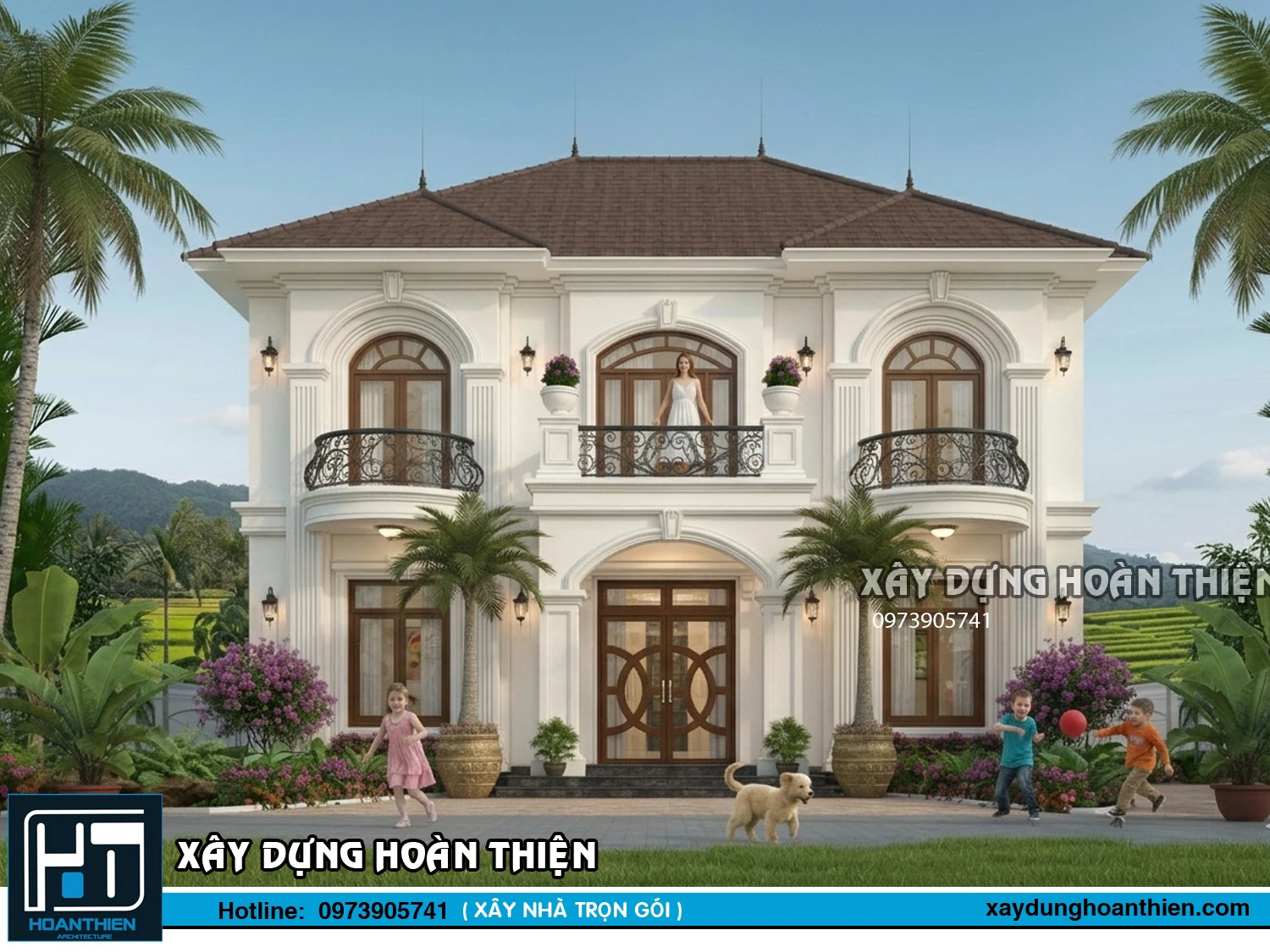 Mẫu thiết kế biệt thự tân cổ điển 2 tầng sang trọng, đẳng cấp Mẫu thiết kế biệt thự tân cổ điển 2 tầng sang trọng, đẳng cấp