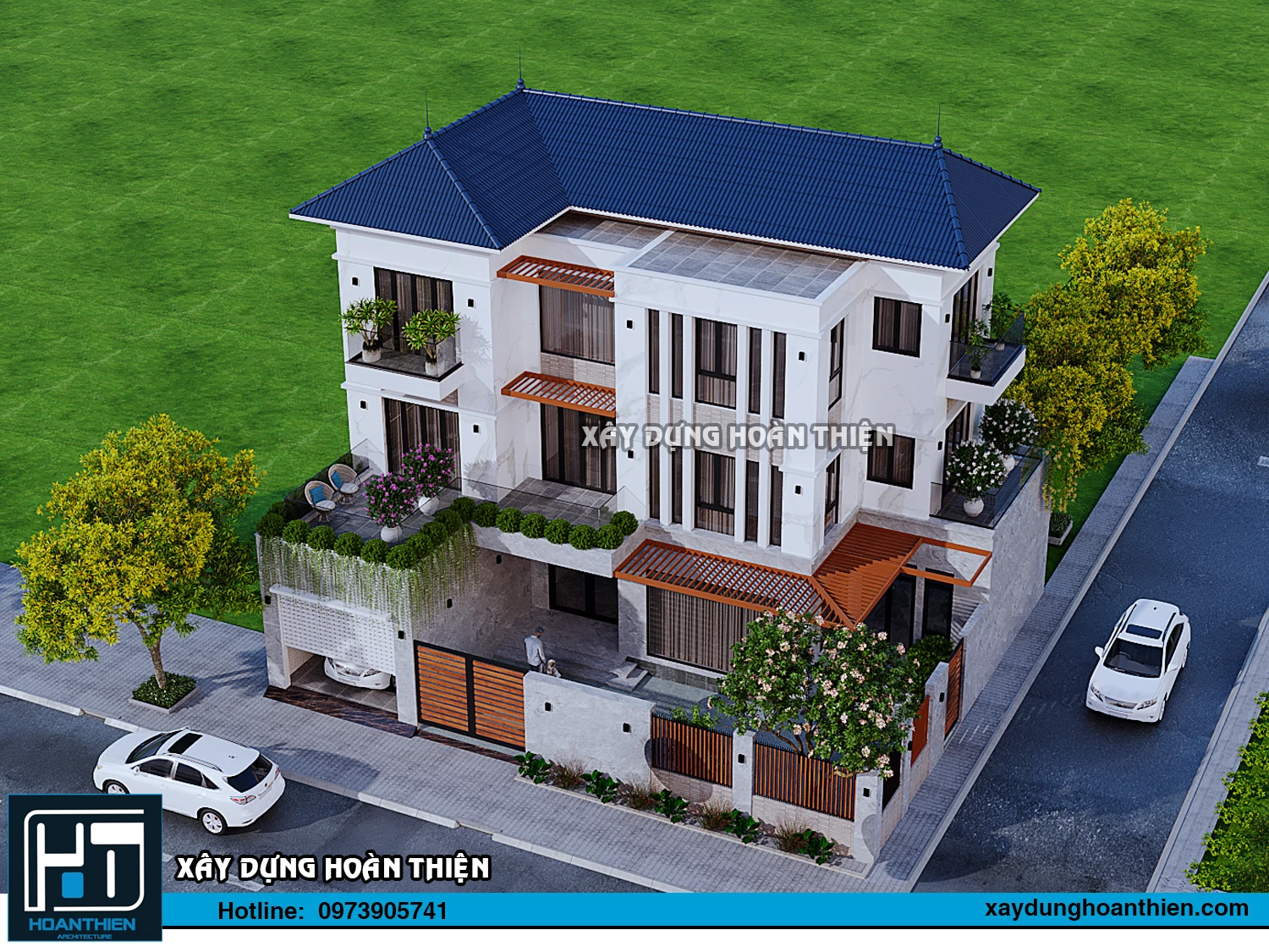 Mẫu thiết kế biệt thự hiện đại 3 tầng diện tích 16x13m tại Uông Bí, Quản Ninh Mẫu thiết kế biệt thự hiện đại 3 tầng diện tích 16x13m tại Uông Bí, Quản Ninh