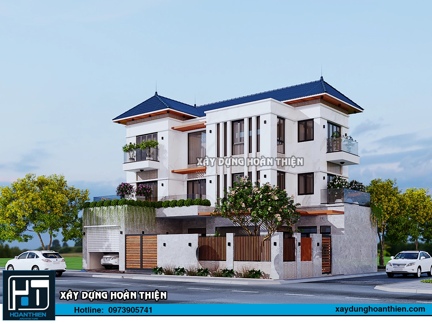Mẫu thiết kế biệt thự hiện đại 3 tầng diện tích 16x13m tại Uông Bí, Quản Ninh Mẫu thiết kế biệt thự hiện đại 3 tầng diện tích 16x13m tại Uông Bí, Quản Ninh