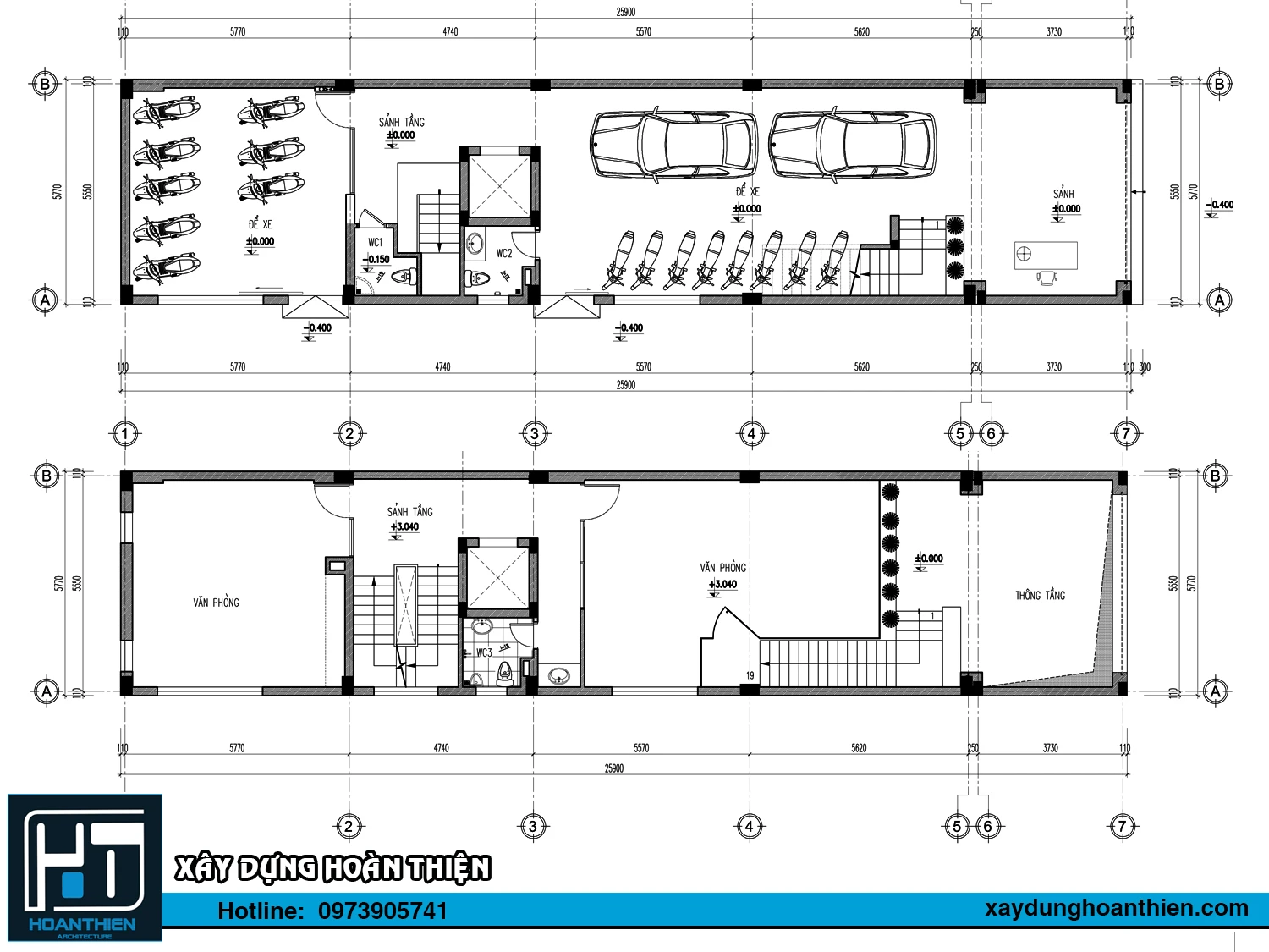Mẫu nhà ở kết hợp văn phòng hai mặt tiền diện tích 6x26m Mẫu nhà ở kết hợp văn phòng hai mặt tiền diện tích 6x26m