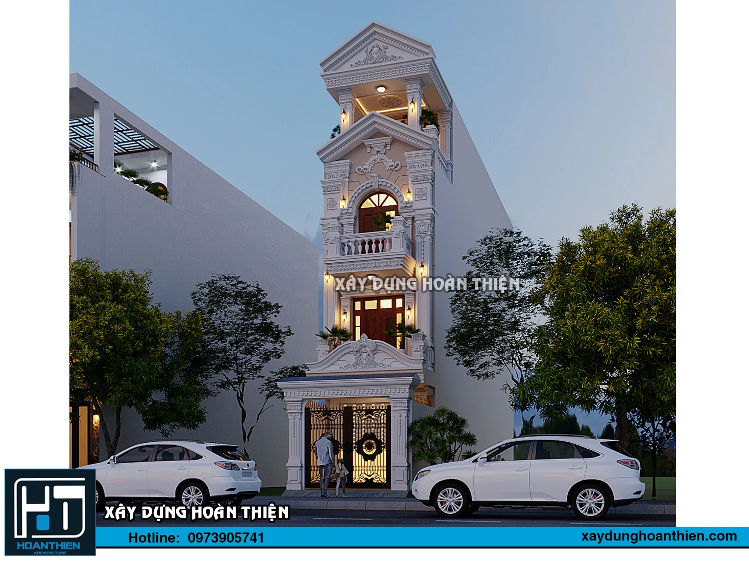 Mẫu thiết kế nhà ông kiểu pháp 4 tầng diện tích 4,5x20m tại Hải Phòng