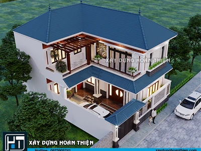 Thiết kế biệt thự mái thái 2 tầng  đẹp , đẳng cấp