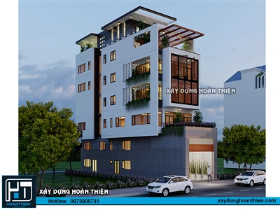 Mẫu nhà ở kết hợp văn phòng diện tich 6x26m