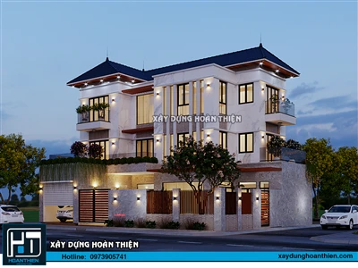 Mẫu thiết kế biệt thự hiện đại 3 tầng diện tích 16x15m tại Uông Bí, Quảng Ninh