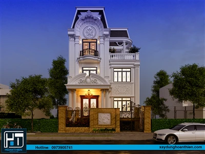 Thiết kế biệt thự tân cổ điển 4 tầng tại Hưng Yên