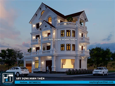 Thiết kế biệt thự tân cổ điển 4 tầng diện tích 16x12m tại Thủy Nguyên, Hải Phòng