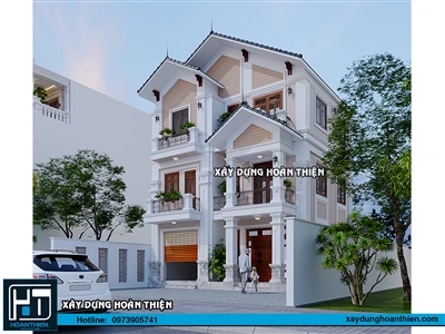 Thiết kế biệt thự tân cổ điển 3 tầng diện tích 9x9m tại Hải Dương
