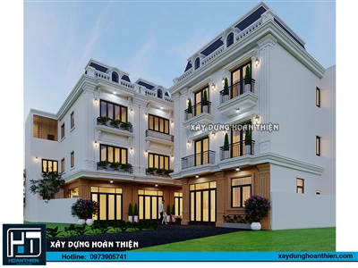 Mẫu nhà ống 3 tầng tân cổ điển nở hậu mặt tiền 4m