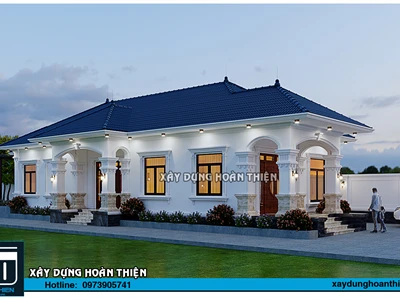 Mẫu biệt thự vườn tân cổ điển 1 tầng 2024