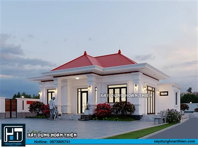 Thiết kế biệt thự mái nhật 1 tầng tại Tiên Lãng, Hải Phòng