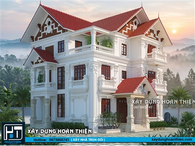 Thiết kế biệt thự tân cổ điển 3 tầng diện tích 11x12m